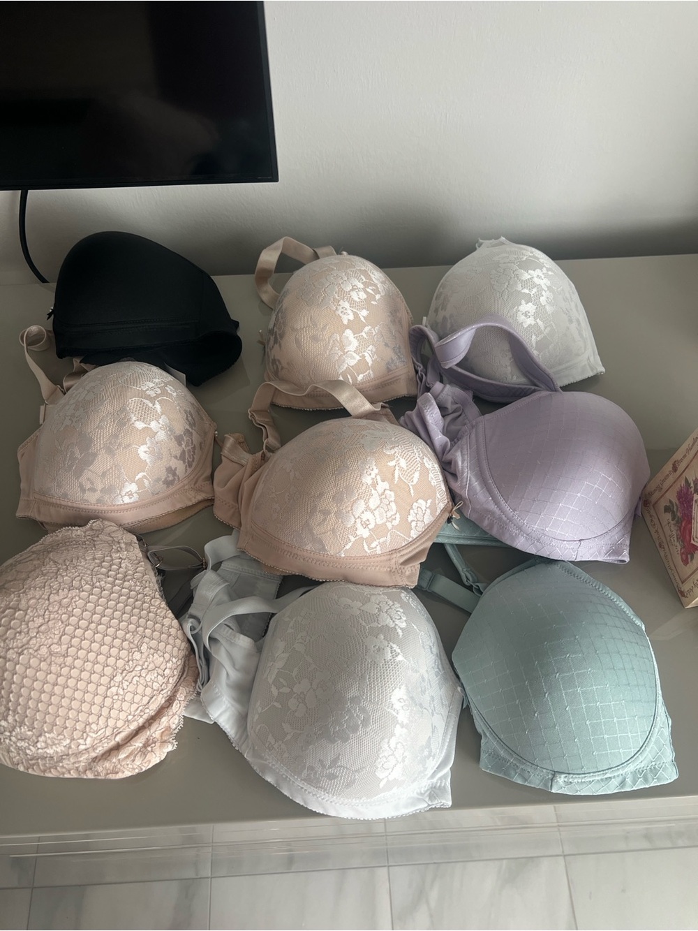 Breast Cancer/Mastectomy Lace Bra(s) - Light Lavender & Mint   36B Brand Amoena